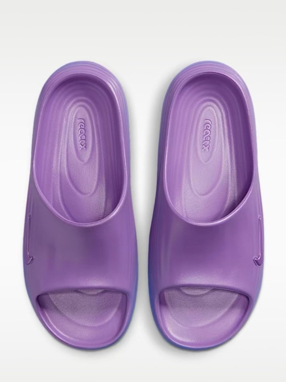 NEW Nike Lavender Slide Sandals with Blue Gradient Sole